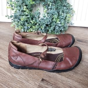 KEEN "Delancey" Brown Leather Mary Jane Shoes Size 8.5